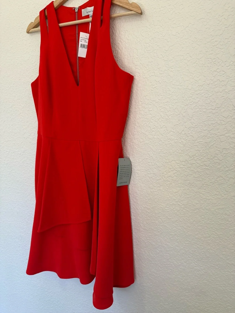 Adelyn Rae‎ | Nordstrom NWT Red Fit & Flare Dress | Side Pockets | Large - Picture 4 of 12